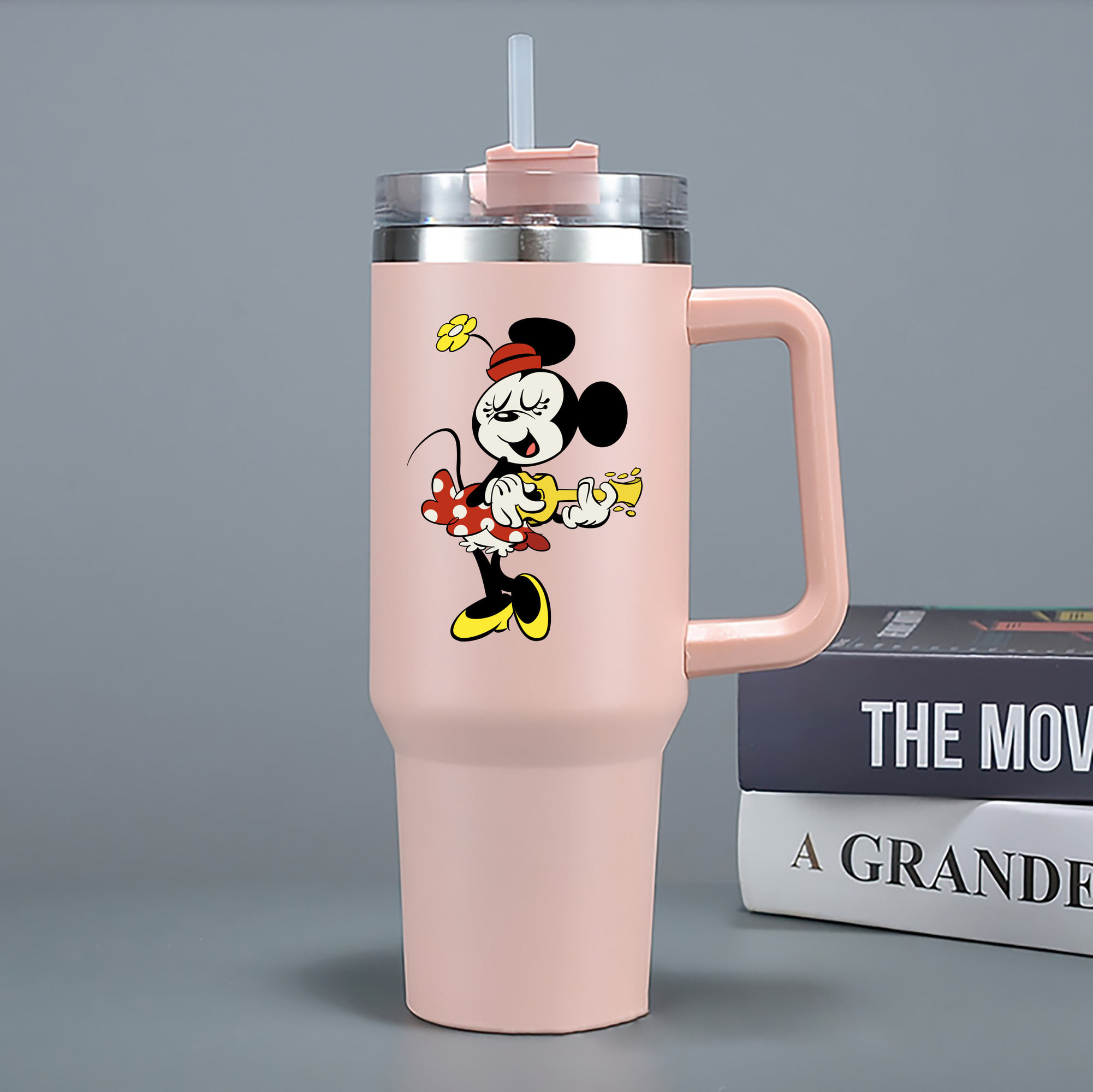 （画像用） ミッキーマウス Mickey Mouse 1200mL車用タンブラー - クリスタルステッカー（プラスチックストロー付き）